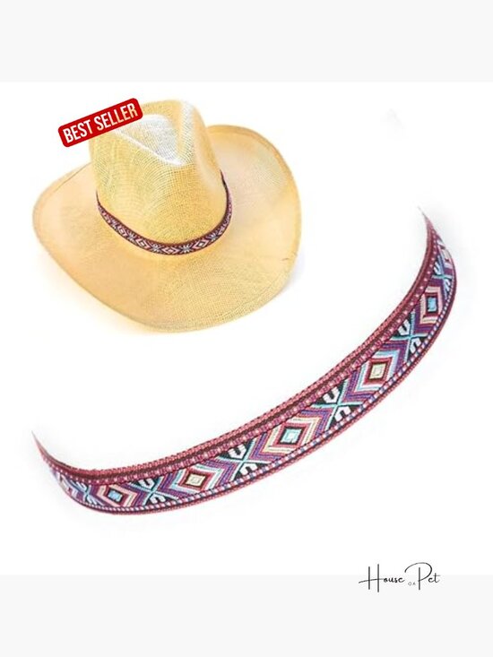 Red Jacquard Traditional Weave Adjustable Hatband with Silver Plated Bolo Slide main image 4